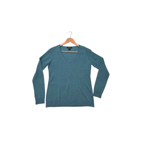 Ann Taylor Factory Aqua Cashmere V-neck Sweater Size Medium - Picture 2 of 5